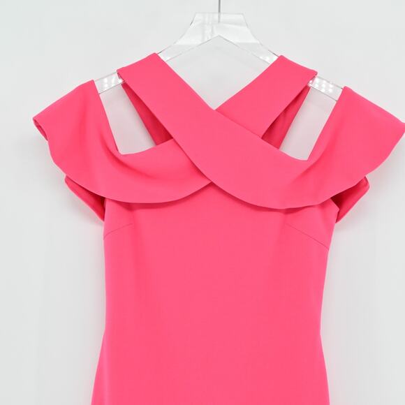 LULUS Dress Size S Fuchsia Cityscape Cold Shoulder Bodycon Knee Length Sexy Glam - Picture 3 of 11